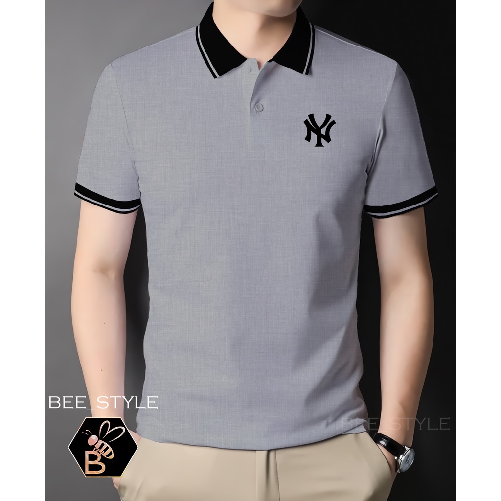 Kaos Kerah Kombi Logo NY / Kaos Pria Logo NY / Polo Shirt Kerah Kombi