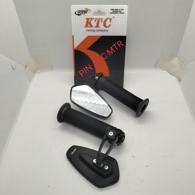 paket variasi motor spion jalu bar end/Oval/Kaca P/B/+ hangrip Ktc Bulu Original hitam untuk semua