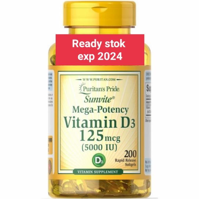 Puritan's Pride Vitamin D3 5000 iu Vitamin D3 5000iu 200 softgels