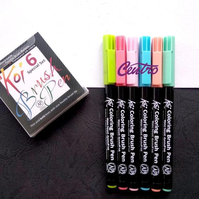 

Sakura Koi Coloring Brush Pen Set 6 Color Pastel Kuas Calligraphy