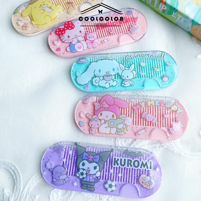 COD❤️Sisir Kecil Plastik  Kartun Lucu Lipat Portabel Sisir Poni  Kuromi Melody Cinnamoroll Kitty- cl