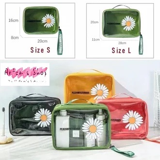 AWM Tas Kosmetik Toiletry Alat Mandi / Waterproof Cosmetic Toiletry DAISY Transparent Bag Sunflower travel bag simpel modern tahan air praktis ringan murah bagus awet