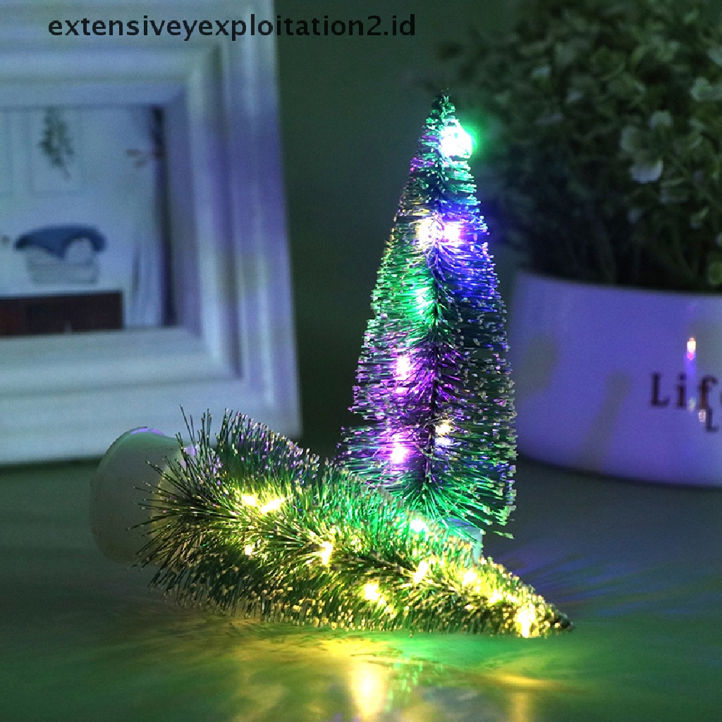 Mainan Pohon Natal Dengan Lampu LED Skala 1: 12 Untuk Dekorasi Rumah Boneka