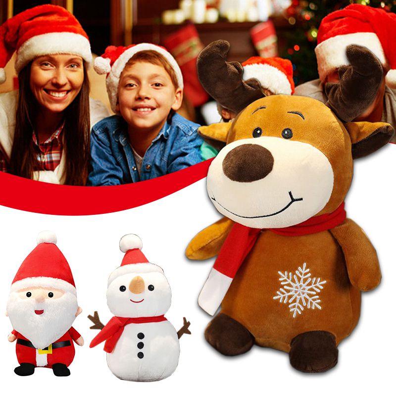 Natal Santa Plush Elk Snowman Boneka Boneka Xmas Mainan Hadiah Gadis Anak Cowok