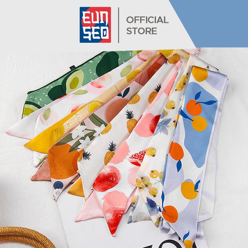 EUNSEO Ikat Rambut Tali Fashion Korea Scarf Small Hair Ribbon Retro Silk Scarf Twilly Bag/Satin Scarf Syal