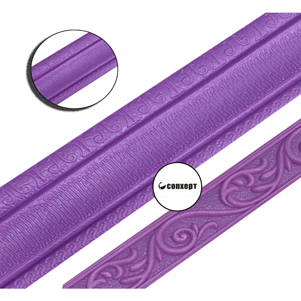 TT Wallpaper List Ungu Tua Foam 3D Wallborder Foam 3D Stiker Dinding