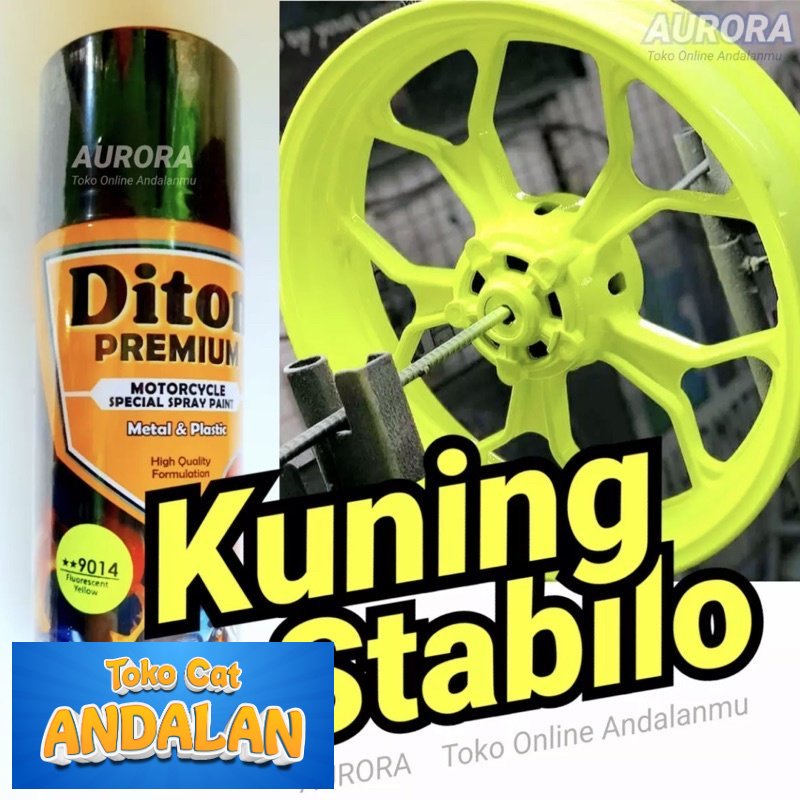 

Pilox Diton Premium Fluorescent Yellow 9014 Kuning Stabilo 400ml Cat Pilok Pylox Nyala Terang