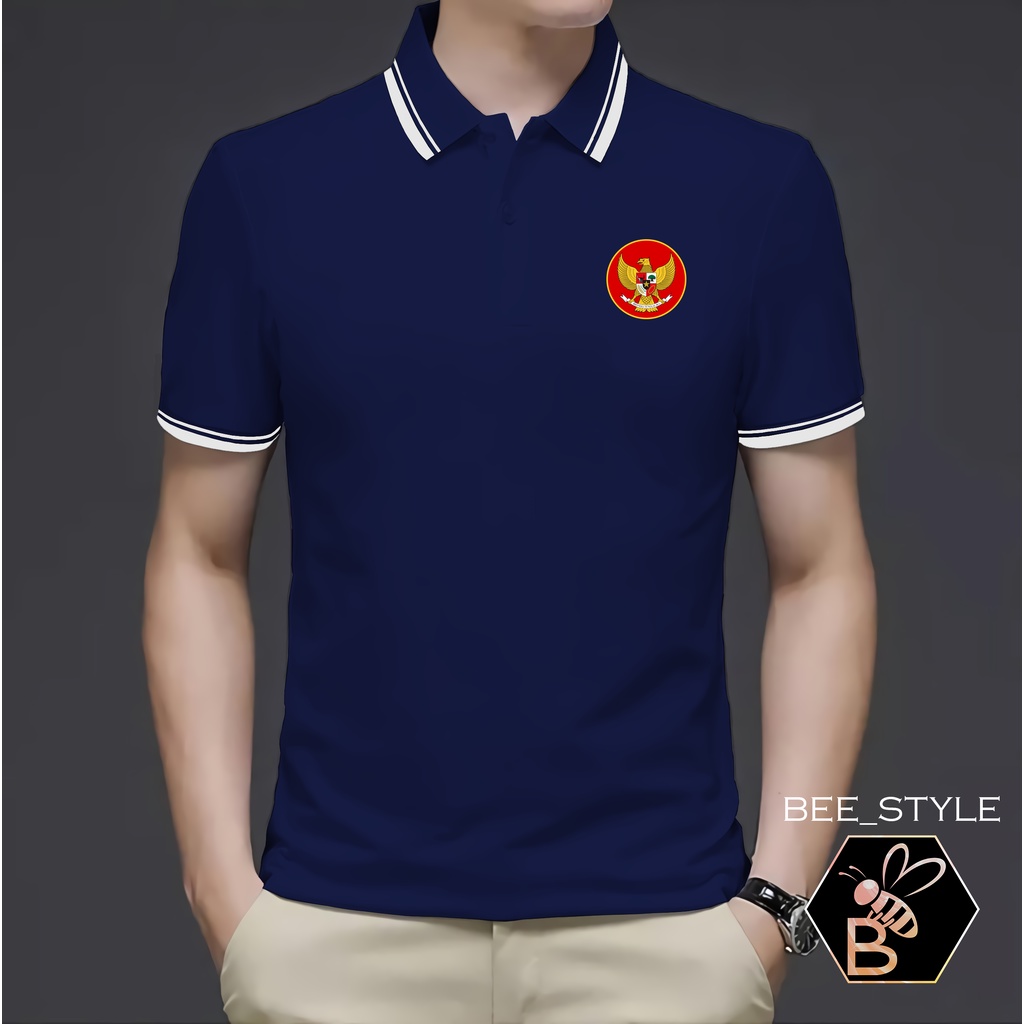 Kaos Kerah Pria Logo Garuda / Kaos Polo List II Garuda Merah / Kaos Pria Polo Shirt