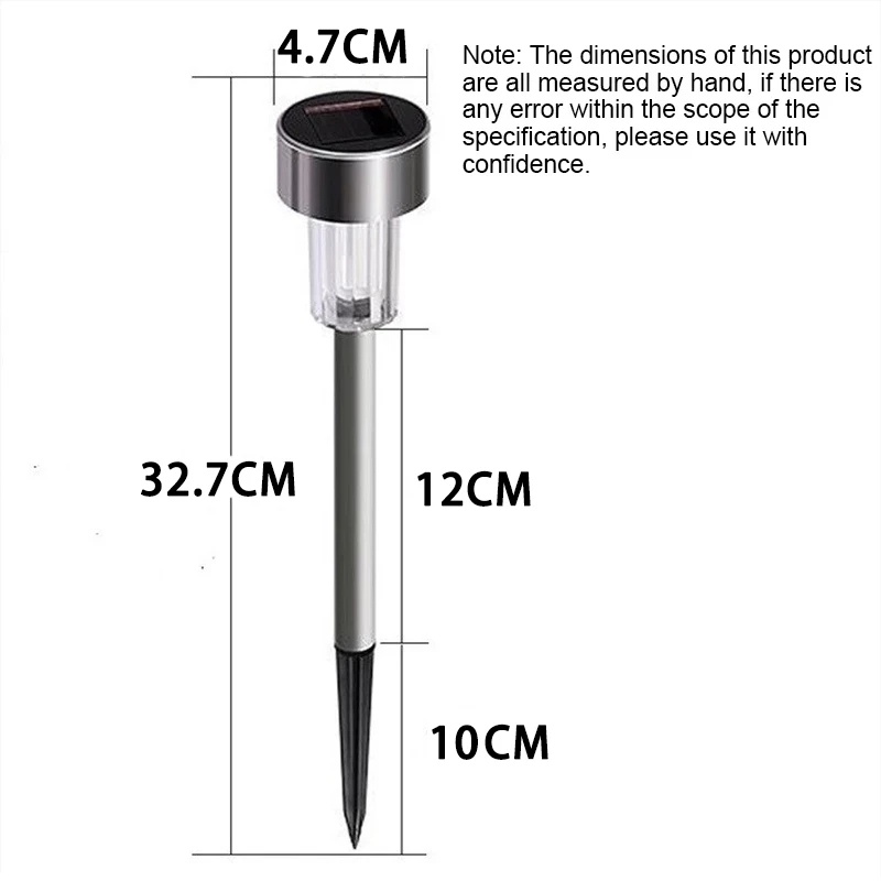 2/10 Pcs Luar Ruangan LED Stainless Steel Tabung Tenaga Surya Tahan Air Cahaya Lanskap Pencahayaan Jalan Warna-Warni Hangat Putih Lampu Untuk Jalan Jalan Jalan Jalan Rumput Taman Tanah Lampu Dekorasi