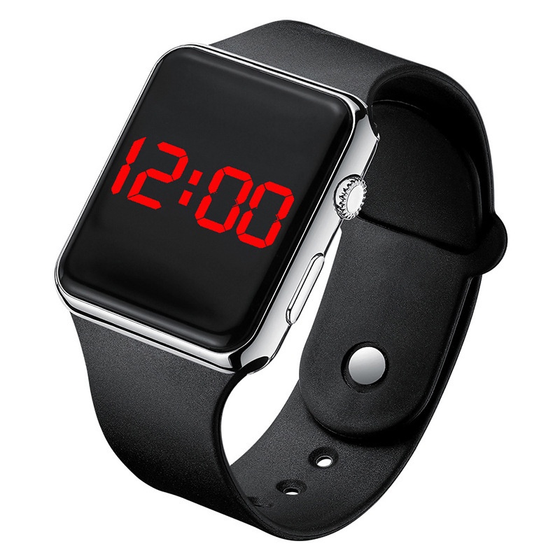 【KOK】✅COD Jam Tangan Couple Tahan Air Cerdas LED Watch Elektronik  Jam tangan LED mewah anti air untuk pelajar 1 PC-Perak hitam
