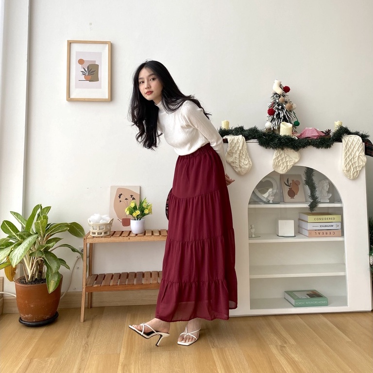 Yeji Long Skirt - Skirt Casual - Rok Panjang Wanita - Korean Skirt