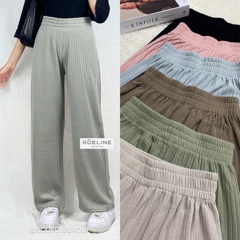Celana Kulot Knit HighWaist Korean Styles - Celana Kulot Wanita Premium/ 356-6877