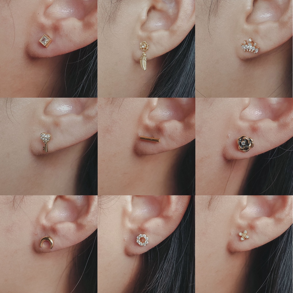 1374 /1375 - (HARGA 1 BIJI) ANTING PIERCING KARAKTER TINDIKAN HELIX TRAGUS - STAINLESS STEEL