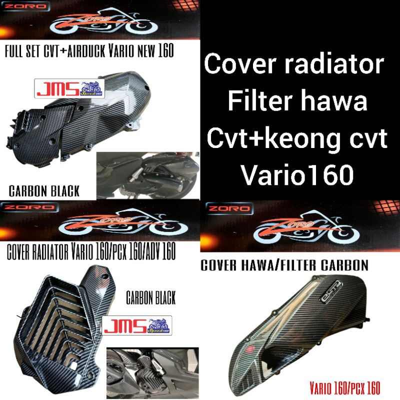 cover carbon cvt plus keong cvt/cover radiator carbon/cover filter hawa carbon vario160 set paket zoro