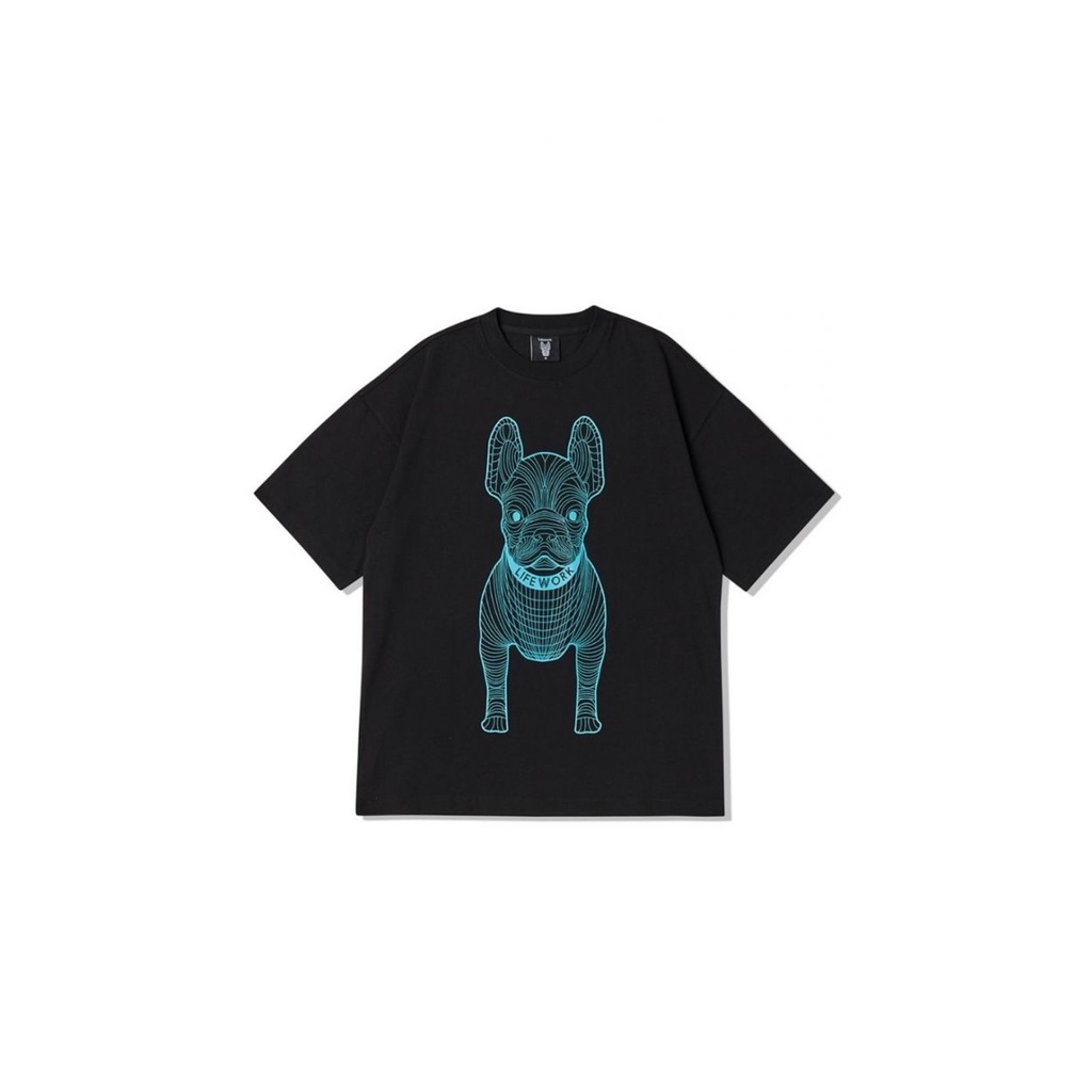 LIFEWORK Big Radog Multi Black Tee T-Shirt Kaos Korea Oversized Original 100%