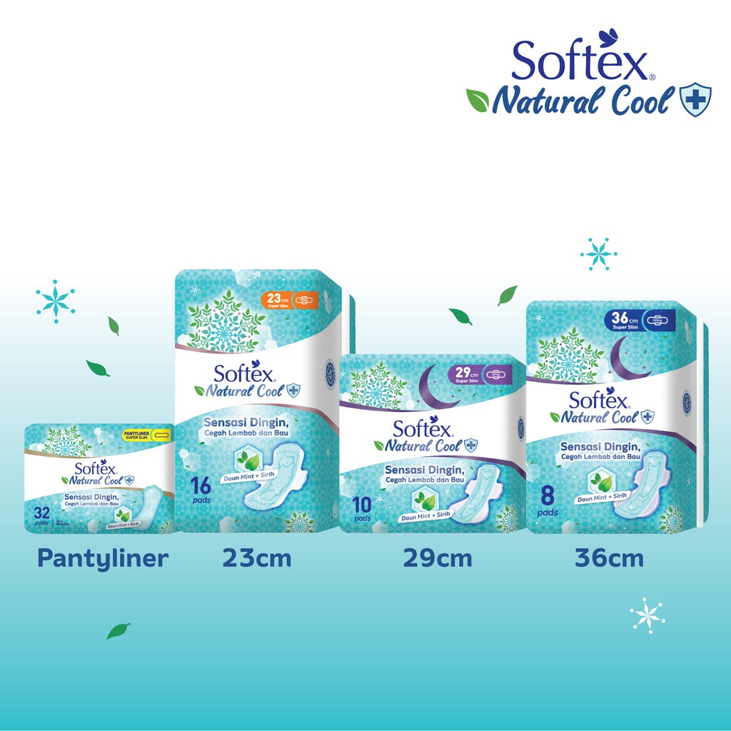 SOFTEX Natural Cool + Wing 29cm 10pads | Pembalut Softex Sensasi Dingin