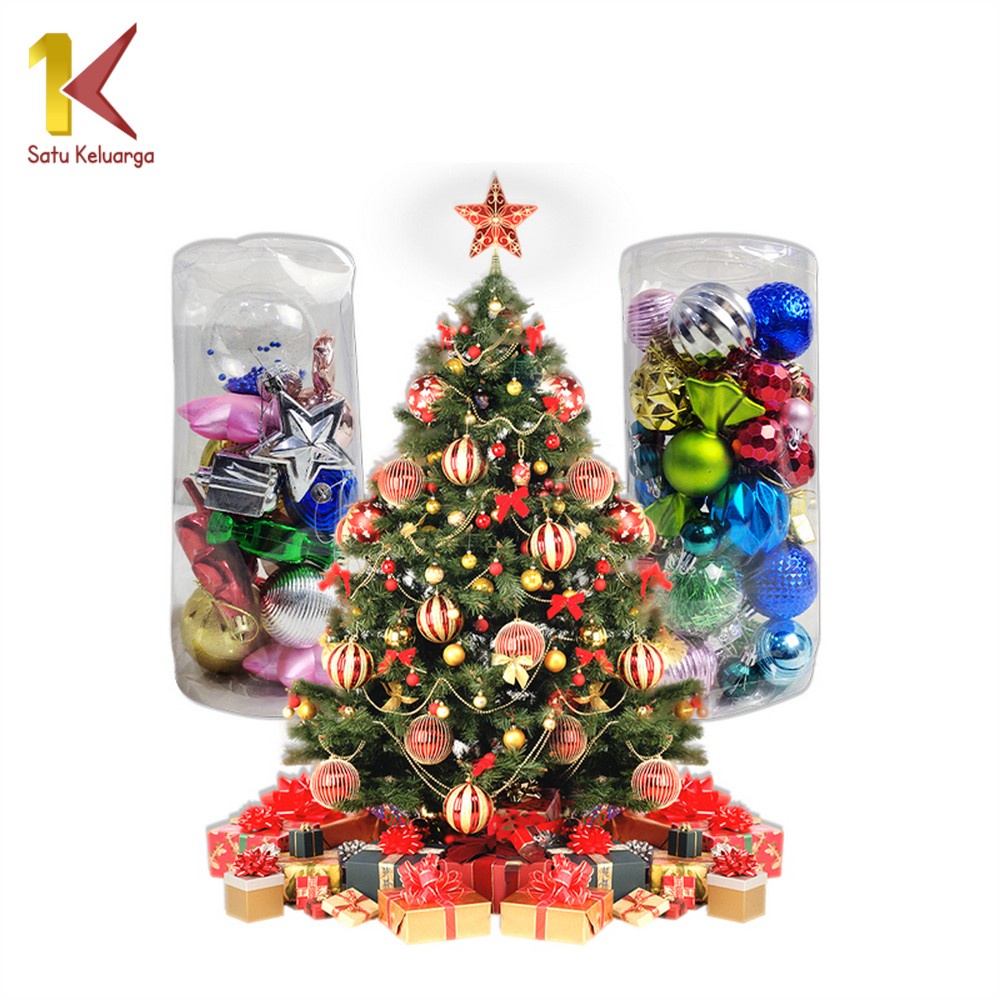 Satu Keluarga Hiasan Natal Paket Dekorasi Pohon Natal C694 Christmas Decoration Gantungan Bola Hiasa