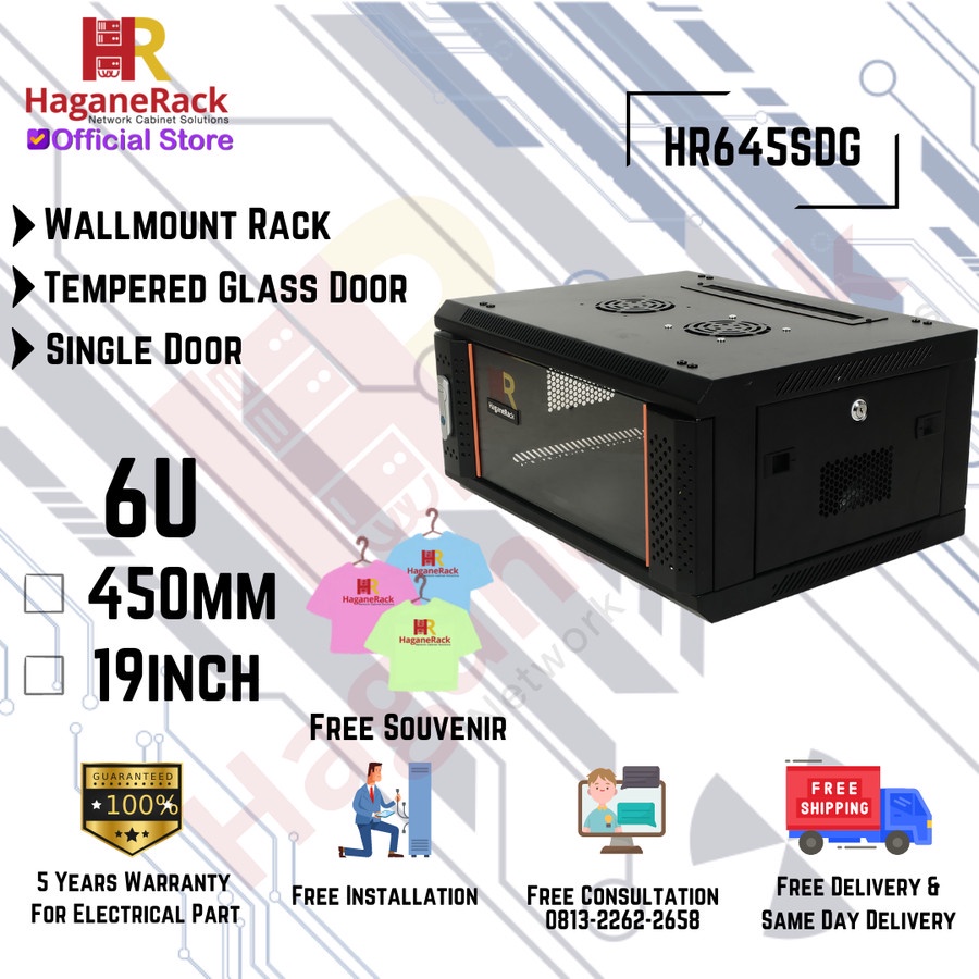 Jual WALLMOUNT RACK 6U 450MM - HAGANERACK HR645SDG RAK SERVER SINGLE ...