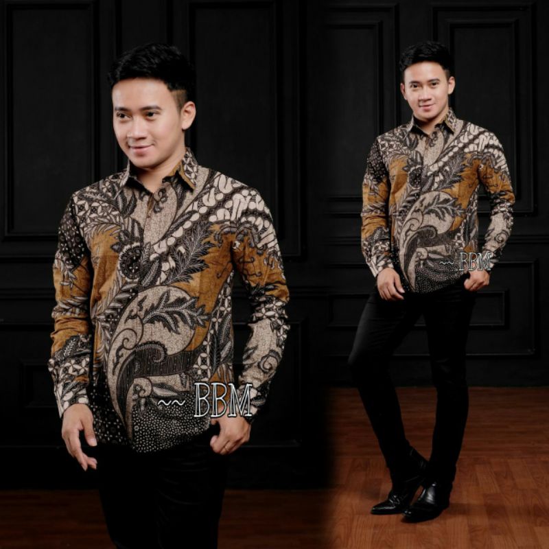 SIZE M L XL XXL KEMEJA HEM BATIK PRIA CASUAL