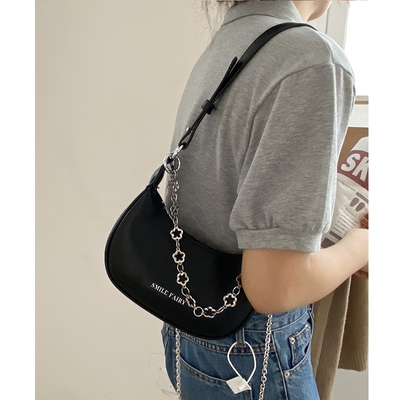 Suhao Niche Tas Tangan Wanita Musim Panas 2021 Baru Trendi Fashion Rantai Ketiak Tas Bulan Sabit Tas All-Match In Messenger Bag