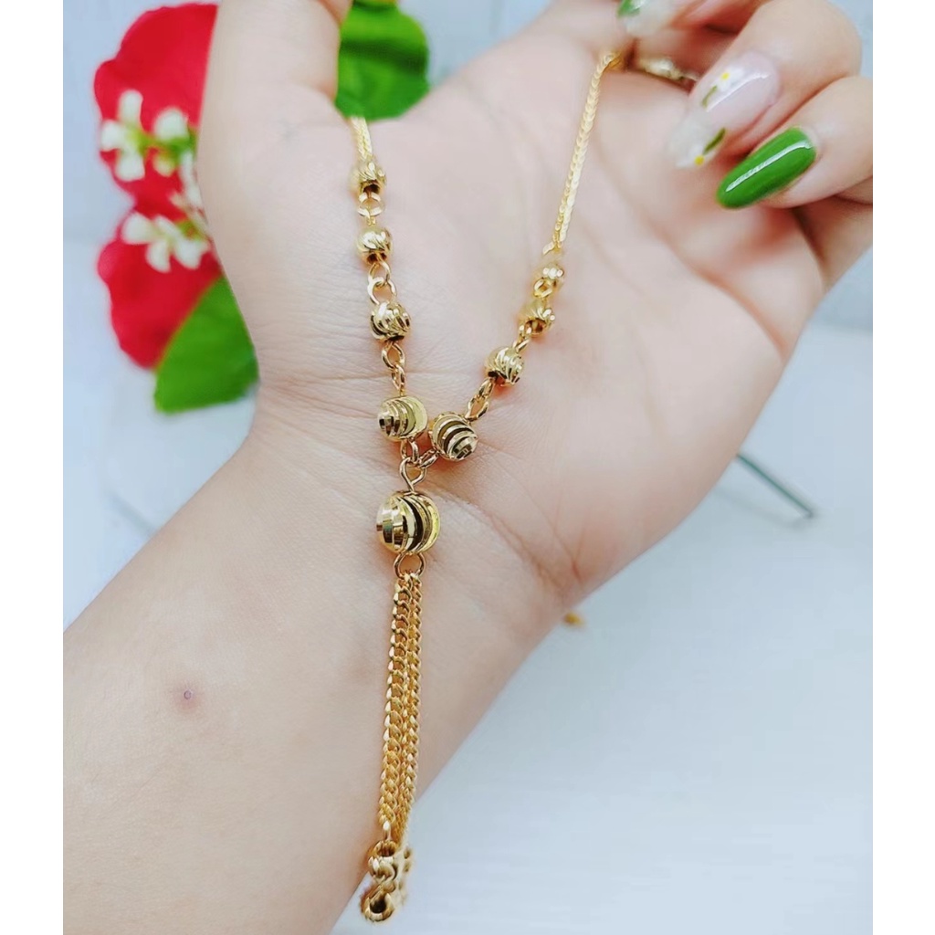 Kalung Xuping Biji Bola Lapis Emas 24k Perhiasan Fashion W37/38/39 （Panjang 60-70cm)