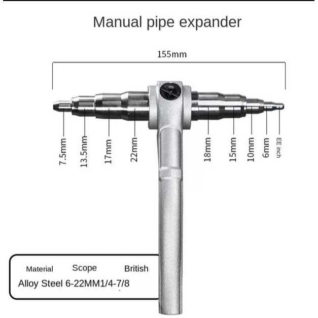 Tube Expander Swaging Tool Pipa AC Flaring Tool Hand Swaging Tool diameter 6-22mm Alat Pembesar Lubang Pipa Tembaga