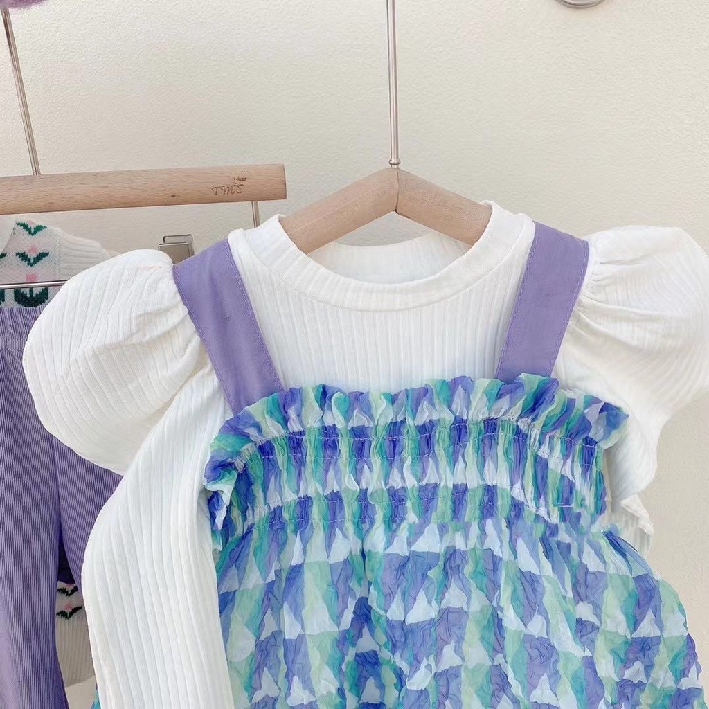 (LOLI-JKT) BS-353 STELAN ANAK 3N1 UNGU JUMPSUIT OVERAL SIZE 100-140