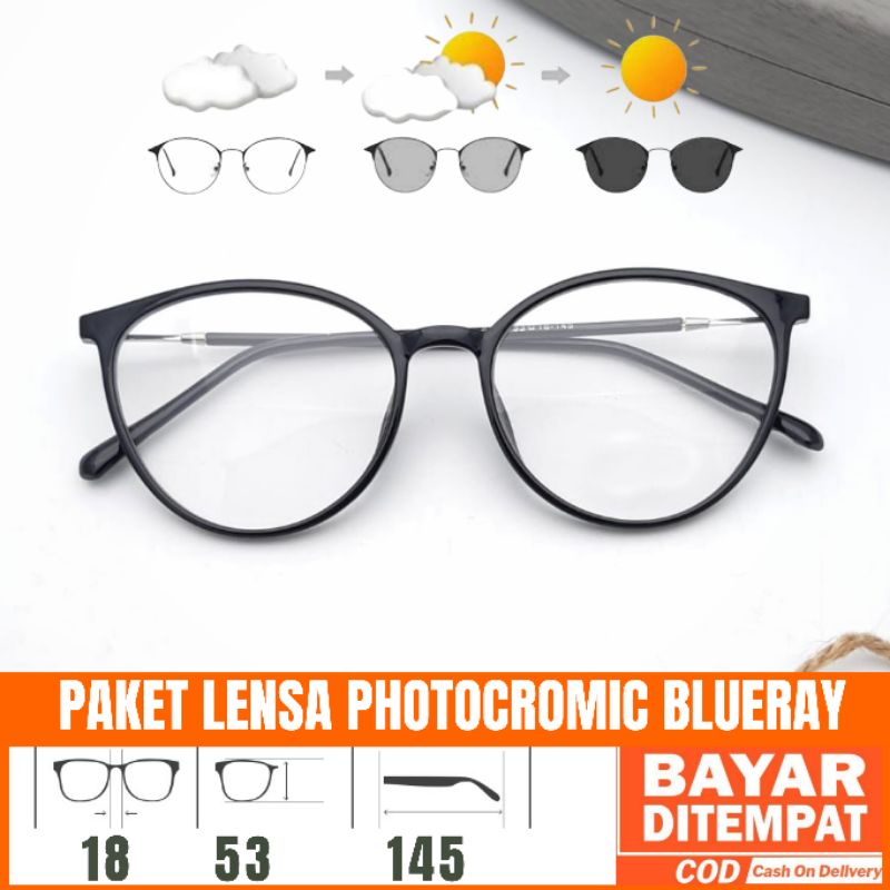 Paket Kacamata 8146 Lensa Photochromic Blueray