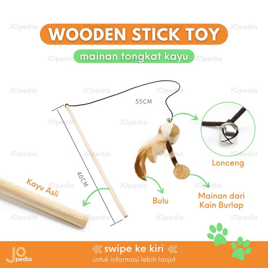 TONGKAT KAYU BULU A Mainan Kucing Stik Wooden Stick Toy Cat Teaser