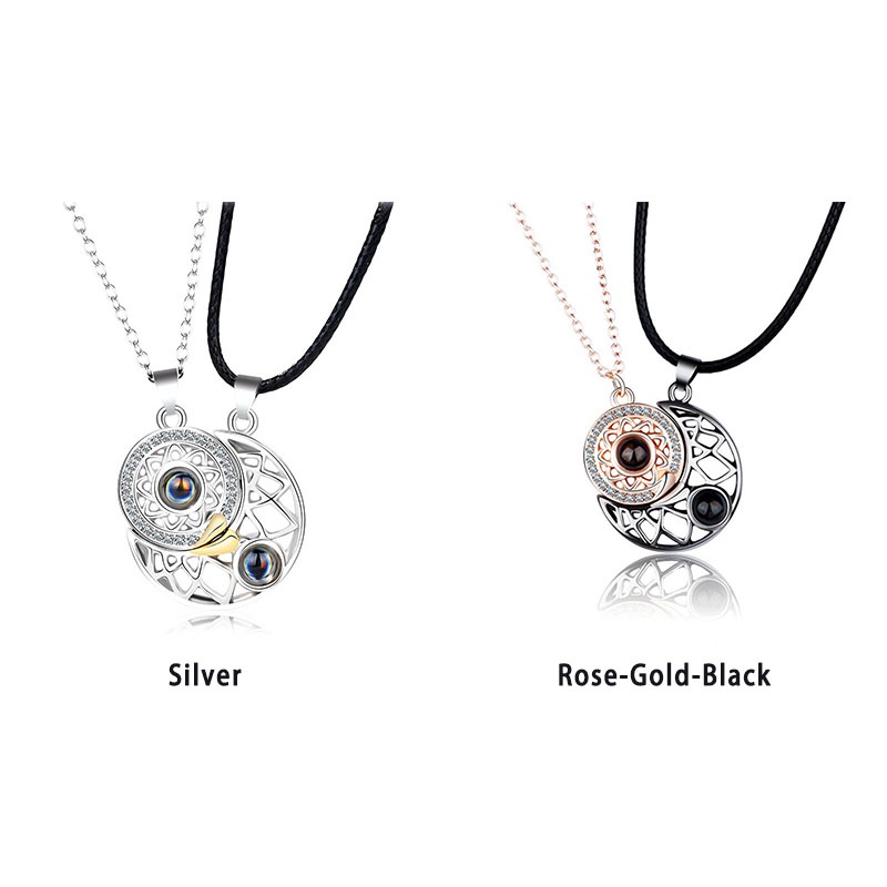 COD❤️2PCS Pasangan Kalung Couple Aku Mencintaimu Proyeksi Matahari Bulan Kalung Pesona Sederhana 2023 terbaru fashion murah