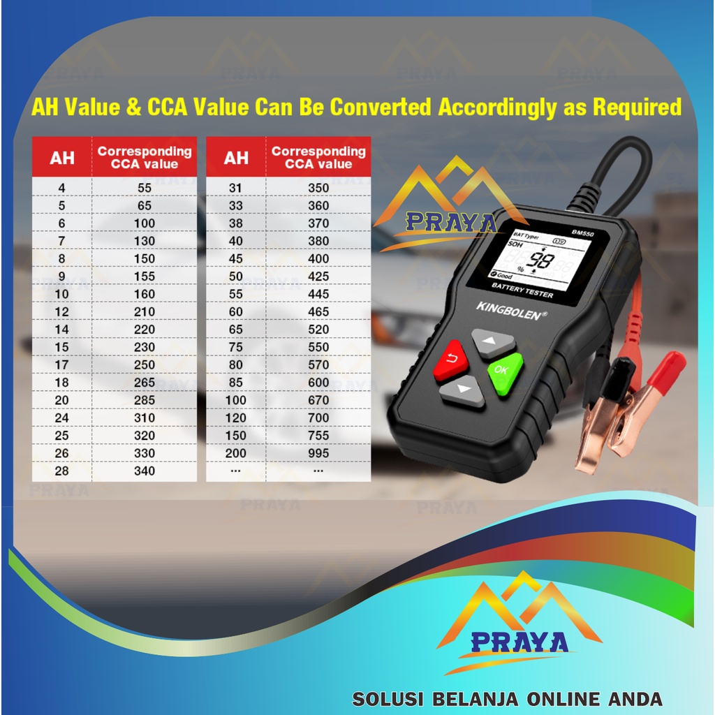 3 in 1 KINGBOLEN BM550 DIGITAL AKI TESTER ACCU MOBIL TRUK 12V 24V 36V BATERAI LISTRIK BUS TES KING BOLEN BM 550