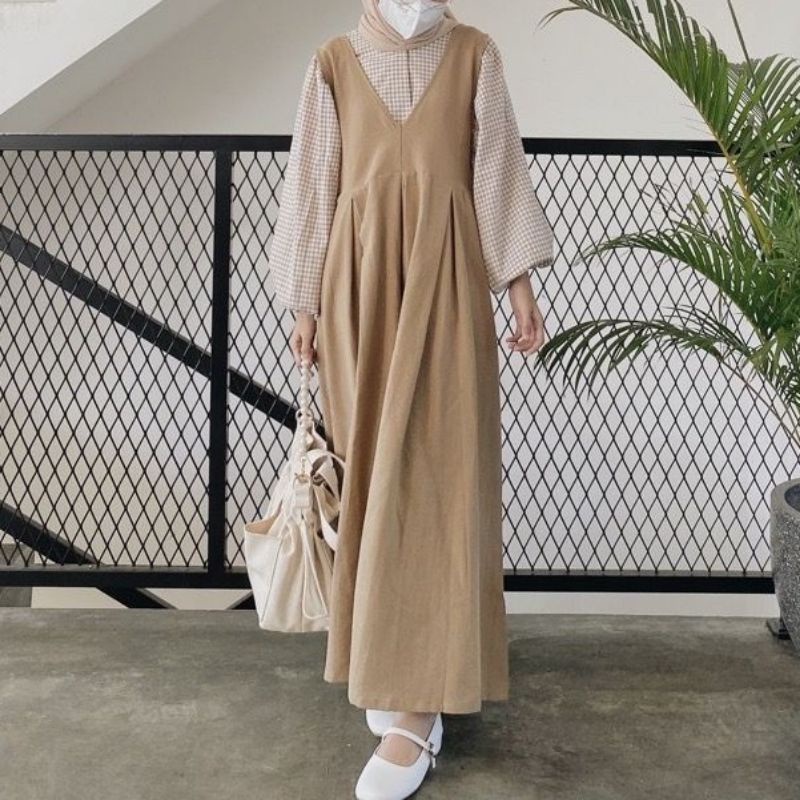 Yubin Overall Dress Polos Linen Korean Style