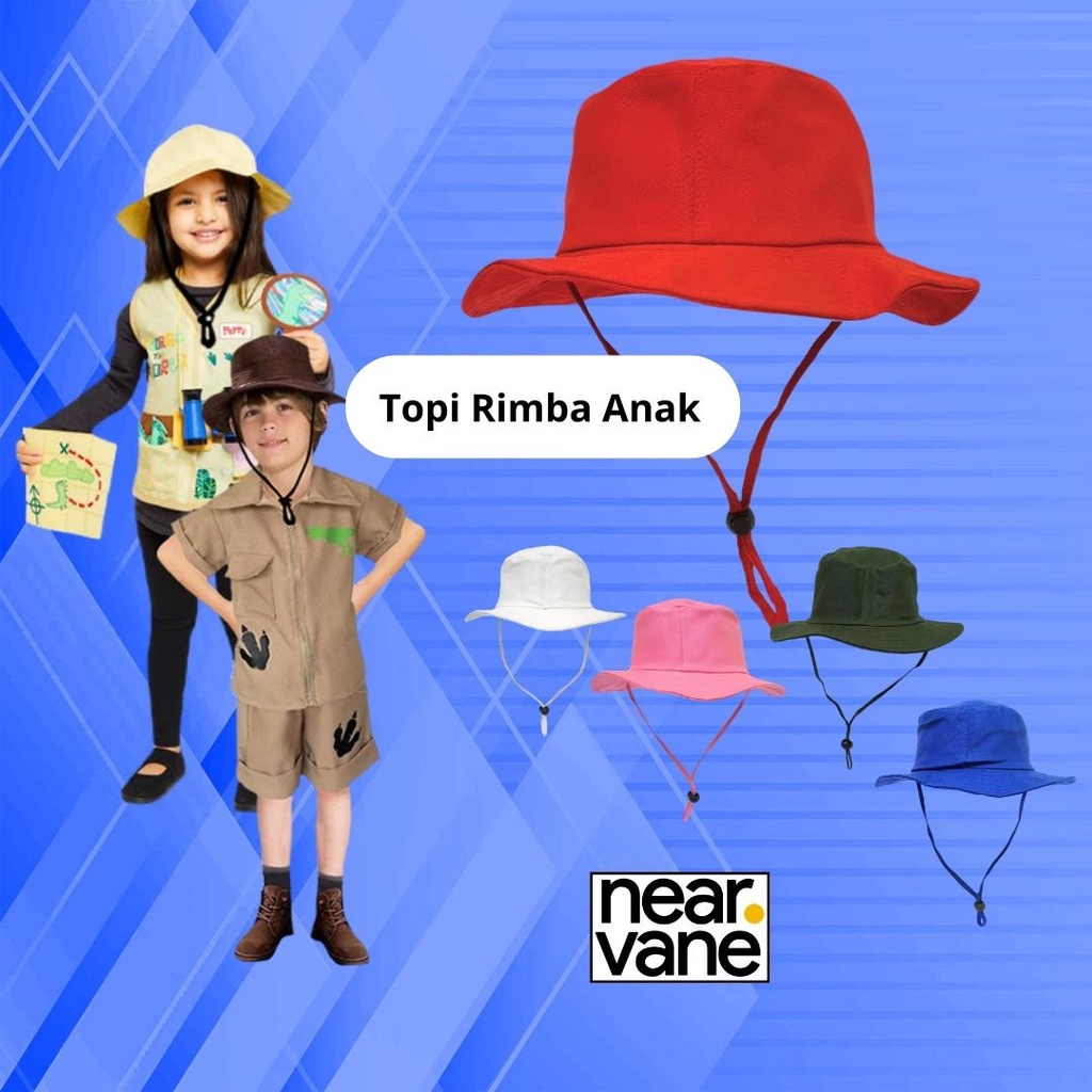 Topi Rimba Hat Tali Safari Adventure Bucket Hat Anak Laki Laki Perempuan Lucu Umur Usia 1 2 3 4 5 6 7 8 9 10 Tahun Outdoor Cowok Cewek