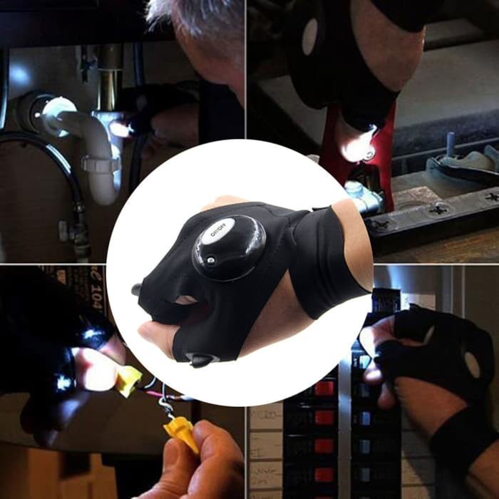 fmfit Tool Lighting Waterproof Work Gloves with LED Light for Repair