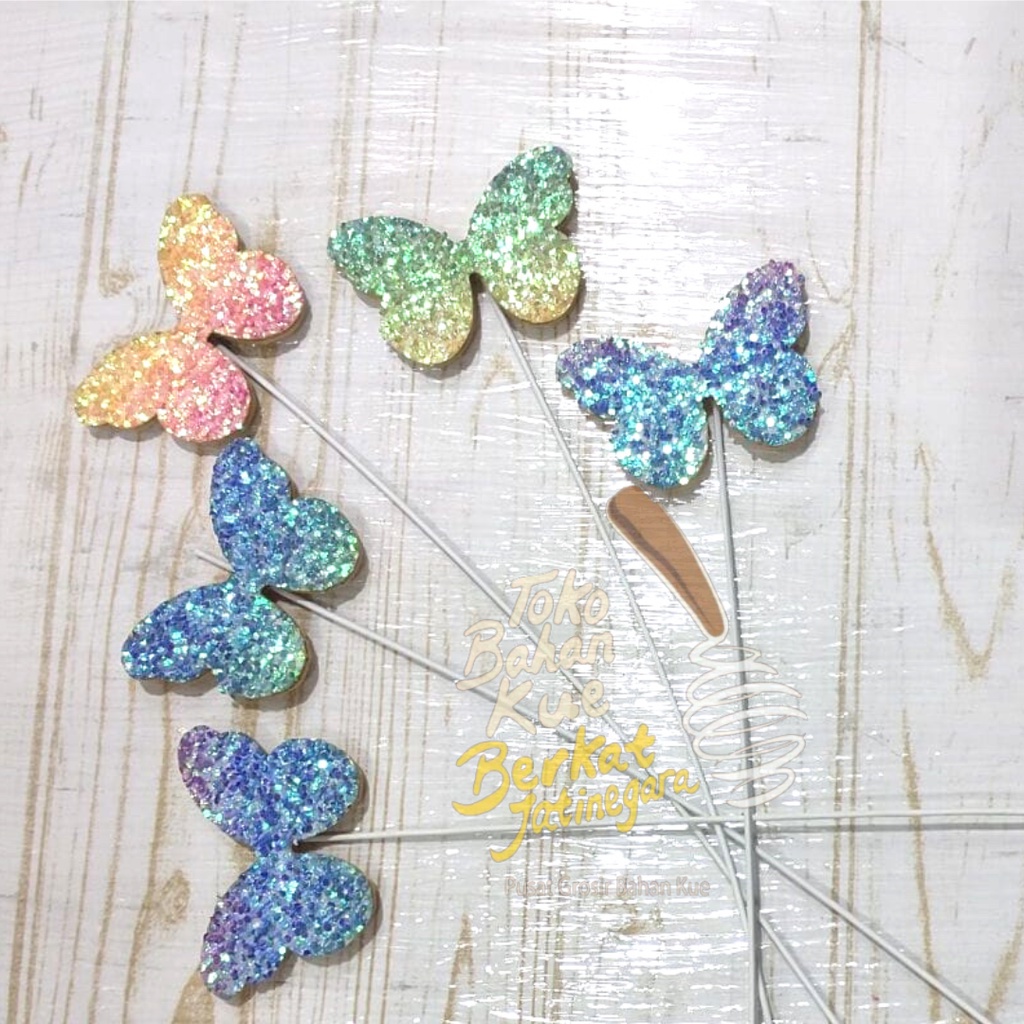 CAKE TOPPER KUPU GLITER / TOPPER CAKE KUPU / HIASAN CAKE