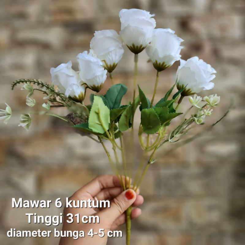 Bunga Mawar Rose 7 Kuntum / Bunga Mawar Artificial