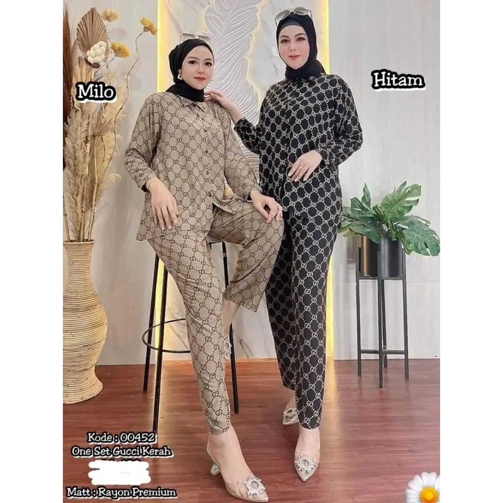 Piyama Rayon Premium - One set wanita - One Set Kekinian - Set baju tidur - Set rayon