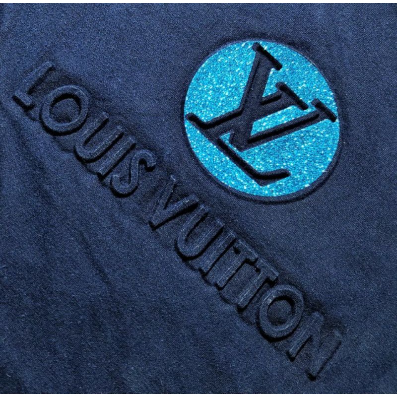 Kaos tshirt lv glitter logo timbul / kaos distro m.l.xl