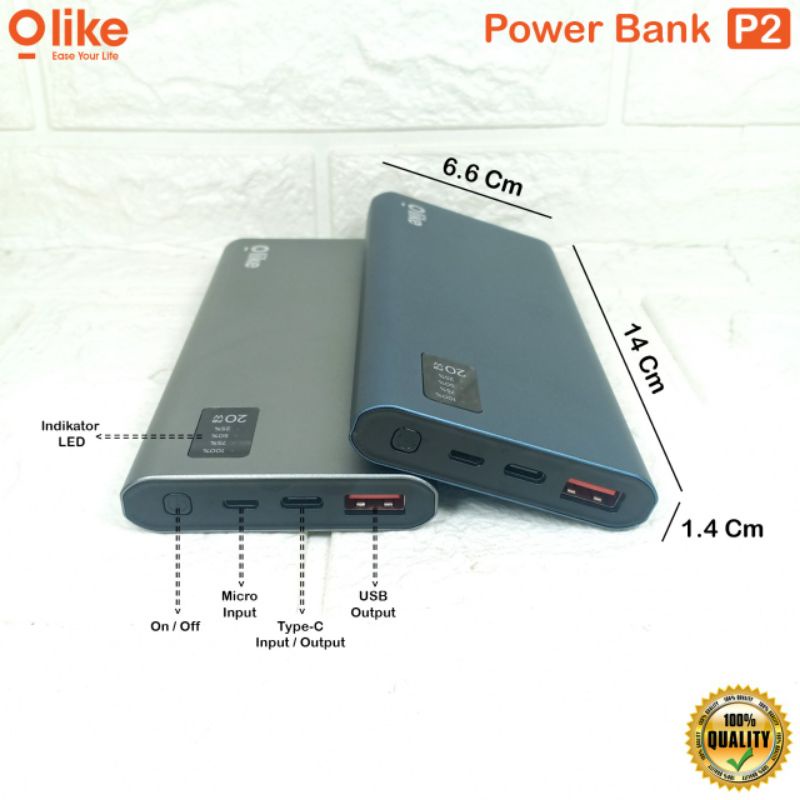 Power Bank Olike Quick 3.0 Fast Charging Powerbank 10000 mAh P2 1 Usb