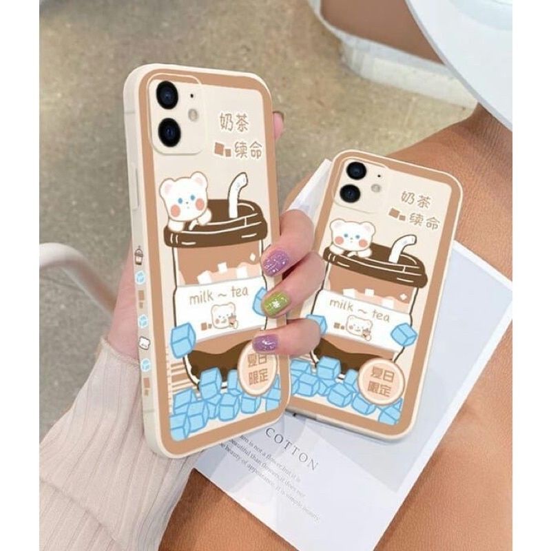 Softcase Milktea Oppo A53 A16 A15 A15s A7 A5S A12 F9 A11k A9 A5 2020 A3S C1 A1k C2 A95 A74 4G A33 2020 A54 4G  Reno 4F A31 A52 A92 Reno 5 5G case milk tea motif kartun karakter