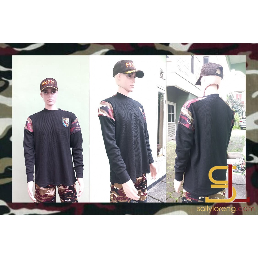 Kaos Waffle Hitam Kombinasi Loreng FKPPI