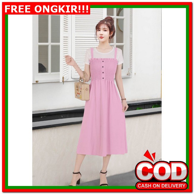 Dress Natal Wanita Terbaru Korea Midi Casual Import Jumbo Remaja Natalan 2022 Kondangan Wedding Dres