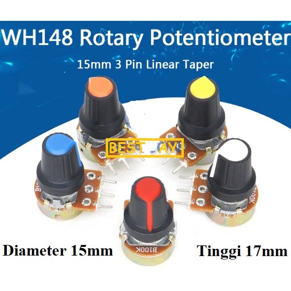 WH148 Potentiometer Knob Knop Tutup Potensiometer Potensio Meter Volume Rotary Cap AG2 Kit Plastic