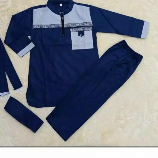 setelan koko anak laki laki baju muslim pakistan panjang usia 1-12 thn - navy, 1-2thn