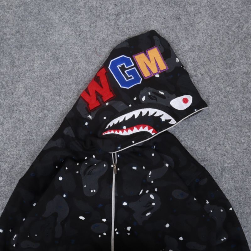 JAKET HOODIE SWEATER BAPE SHARK WGM NYALA FULLTAG &amp; LABEL