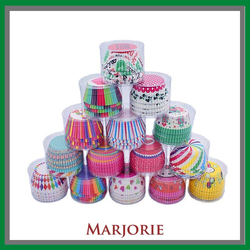 100 Pcs Muffin Warna-warni Cupcake Kertas Cangkir Kue Kotak Kue Cup Case Cup Cake Kertas Kue-MJD