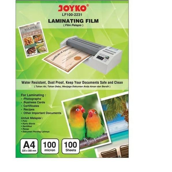 

plastik plastic laminating joyko a4 100 micron laminasi panas