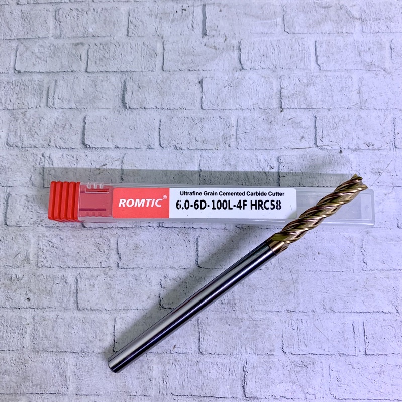 Endmill 6 x 100 mm long carbide HRC58 merk Romtic baru…Endmill 6x100 mm