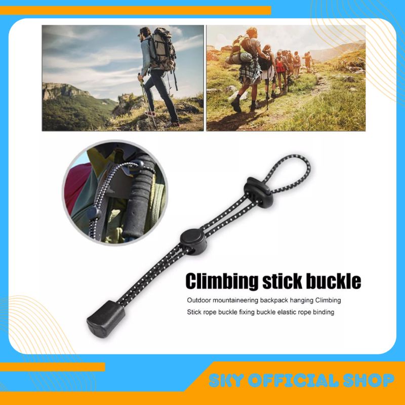 2pcs Tali Elastis Pengikat Pengait Trekking Pole Slepping Bag Senter Matras Botol Air Pada Ransel Backpack Carrier Ultralight