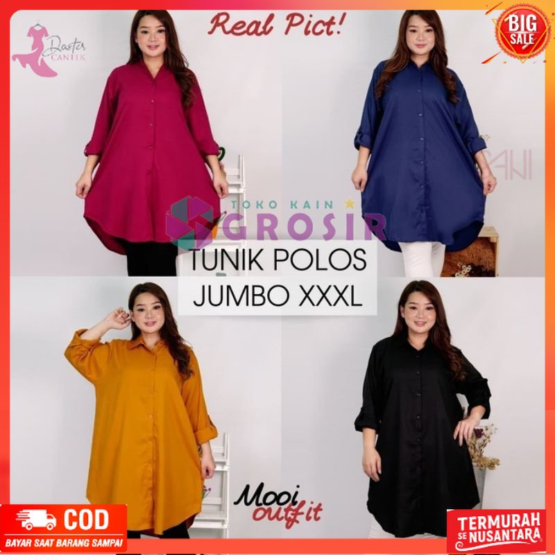 Kemeja Tunik Jumbo polos Daster kekinian